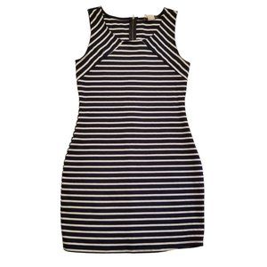 Womens Dress Size Medium En Route Navy Blue White Stripe Sleeveless Form Fitting